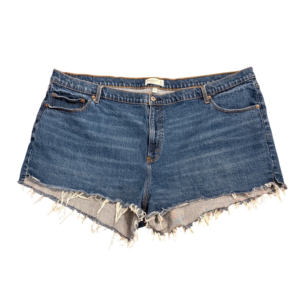 Abercrombie Fitch‎ Curve Love Mom Shorts High Rise Distressed Denim Size 37/24